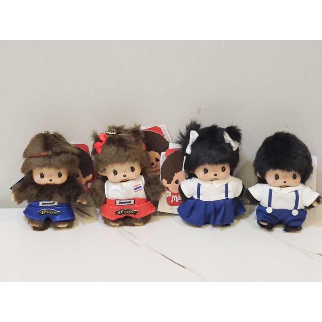 พร้อมส่ง Monchhichi Thai Thai Collection พวงกุญแจม่อนชิชิมวยไทย ชุดนักเรียน