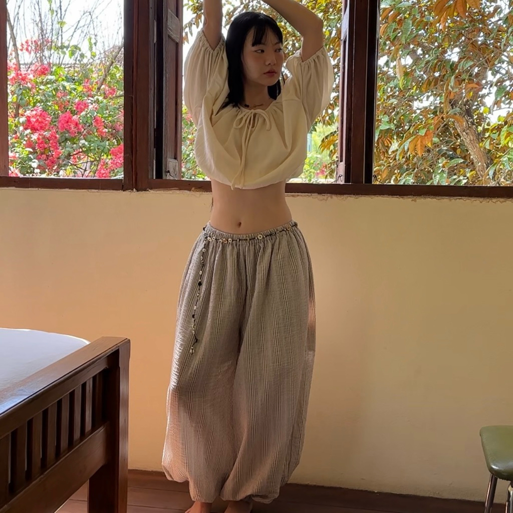 afternoon.tryst | puffy (balloon) pants : กางเกงขายาวบอลลูนผ้าฝ้าย