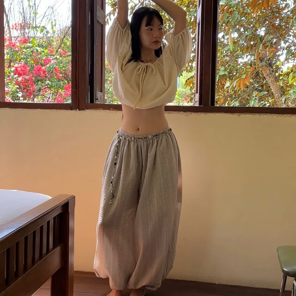 afterseasons | puffy (balloon) pants : กางเกงขายาวบอลลูนผ้าฝ้าย