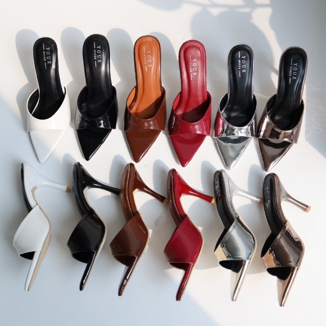 YOURSHOES B76 (เท้าอวบ +เพิ่ม 1ไซส์) / รองเท้าส้นสูง 3.5 นิ้ว รองเท้าปลายแหลม