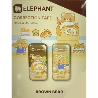 (KTS)เทปลบคำผิด ตราช้าง Correction BROWN BEAR ขนาด 5m. x 5mm. ( บรรจุ 2 อัน / แพ็ค ) คละลาย !!!
