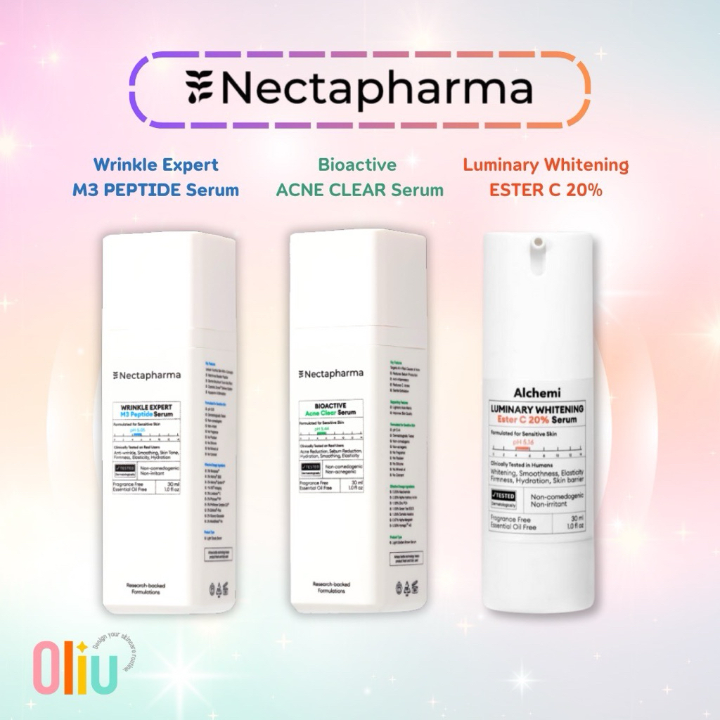 Nectapharma WRINKLE EXPERT M3 Peptide Serum / Luminary Whitening Ester C 20% / BIOACTIVE Acne Clear