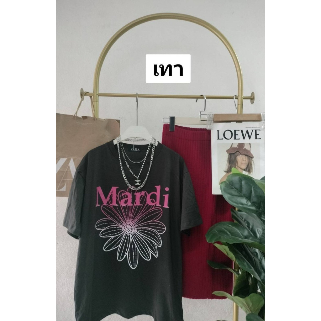 🌟STF_SHOP🌟เสื้อยืด แขนสั้น คอกลม งานผ้าcotton สกรีนลายแฟชั่นดอกไม้รุ้งFree Size - รูปที่ 5