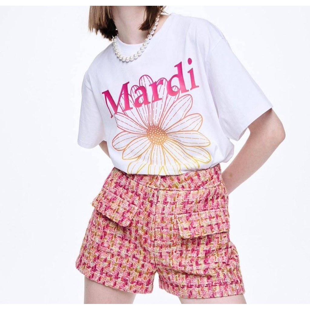 🌟STF_SHOP🌟เสื้อยืด แขนสั้น คอกลม งานผ้าcotton สกรีนลายแฟชั่นดอกไม้รุ้งFree Size - รูปที่ 3