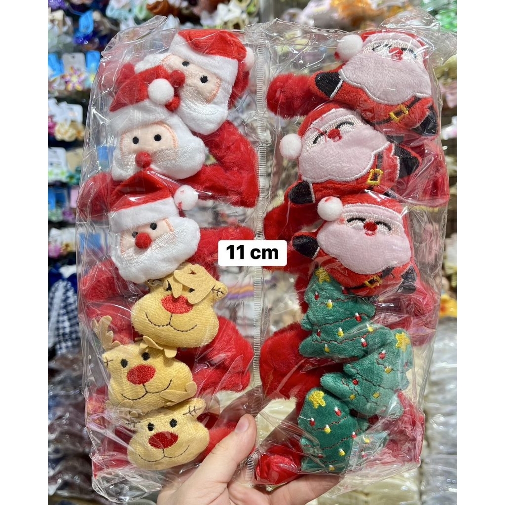 กิ๊บงับผมหัวตุ๊กตาลายคริสมาสต์ขายส่งยกโหล12อันสุดคุ้ม