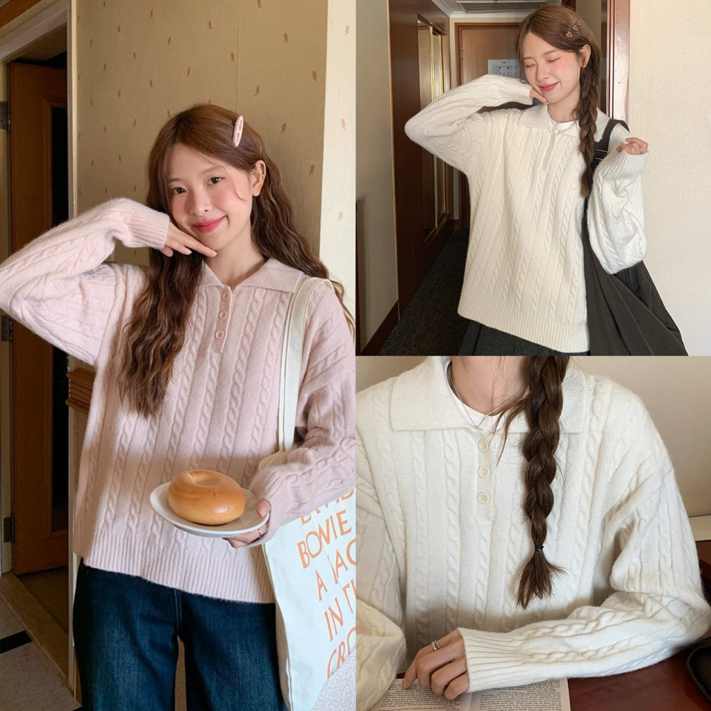 Somedays |🐰Ruka Sweater สเวตเตอร์ไหมพรมผ้านุ่ม ลูกคุณหนูมากๆ กระดุมใช้งานได้