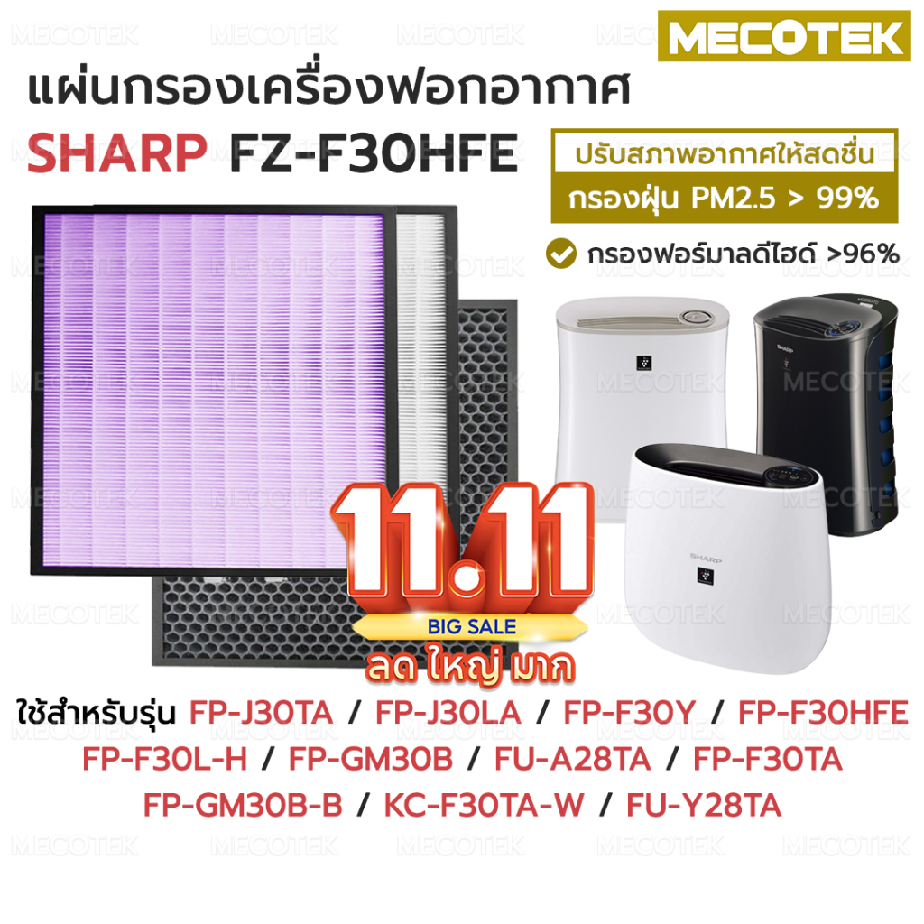 (ส่งจากไทย) ไส้กรองเครื่องฟอกอากาศ สำหรับ Sharp FZ-F30HFE FP-J30TA FZ-Y28FE FP-F30L-H FPJ30LA FP-F30