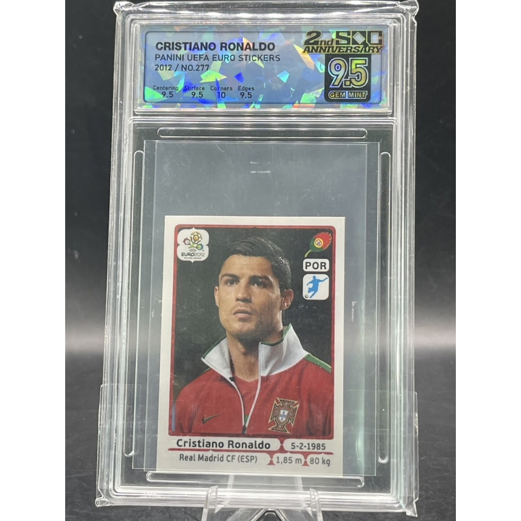 ⚽ Panini UEFA Euro 2012 Sticker #277 Cristiano Ronaldo (CR7) SOC 9.5 GEM MINT สติ๊กเกอร์ คริสเตียโน่