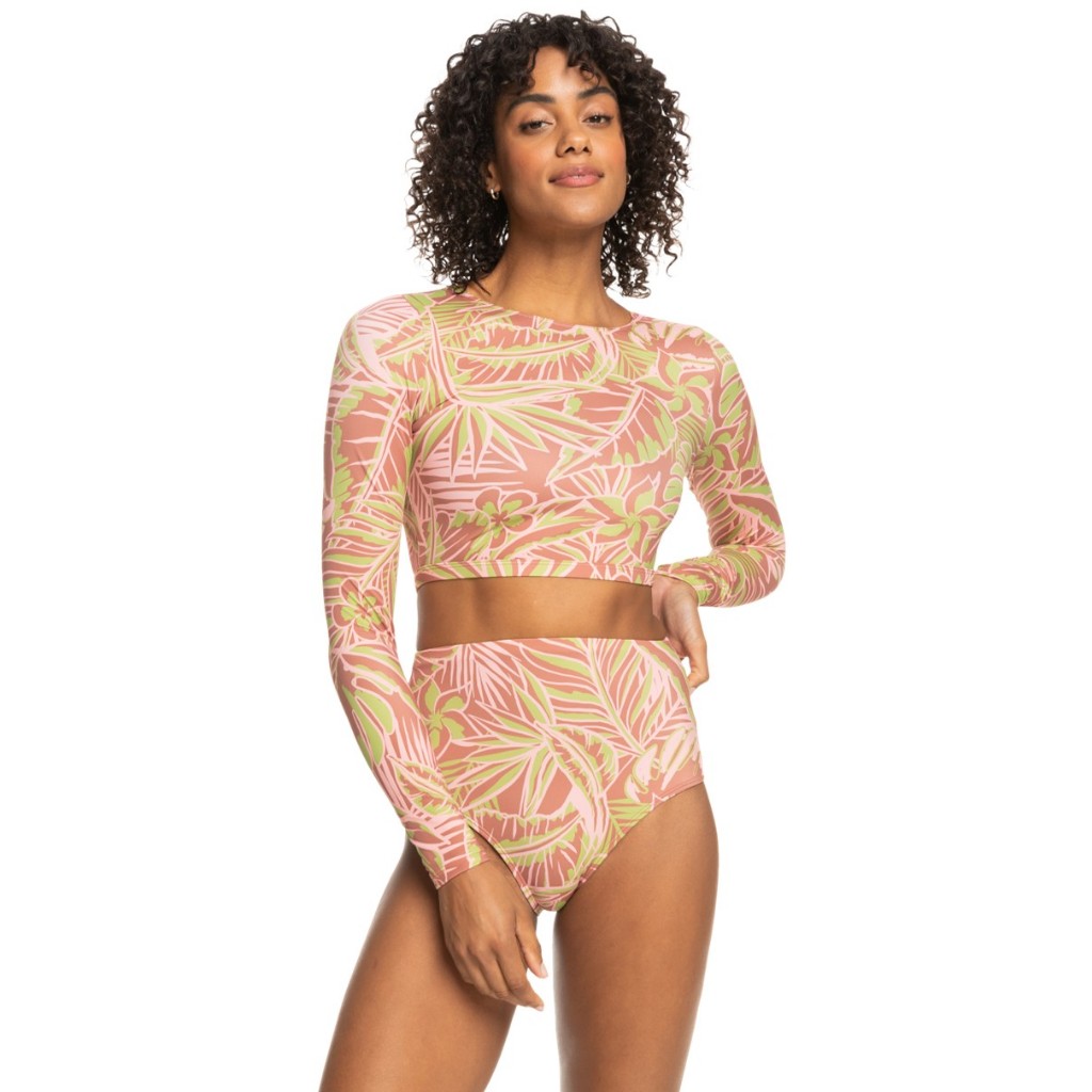 Roxy เสื้อว่ายน้ำสำหรับผู้หญิง Womens Roxy Pro Nose Ride Crop 233 ERJWR03686-MCS6