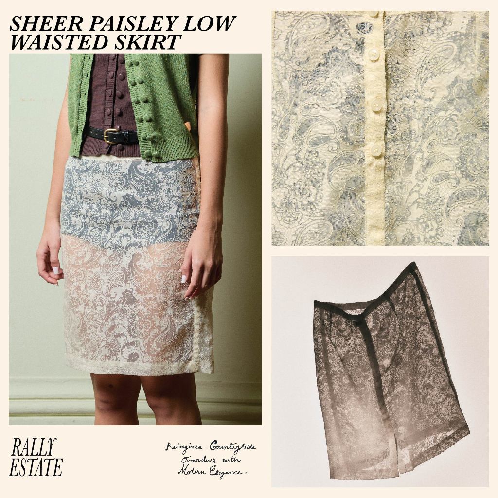 Rally Sheer Paisley Low Waisted Skirt - กระโปรงผ้าลาย Paisley เอวต่ำ