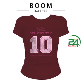 COD(จัดส่งภายใน 24 ชั่วโมง)BOOM เกาหลี เสื้อครอปเข้ารูปBaby tee y2k เสื้อคอกลม life is Good You can do it