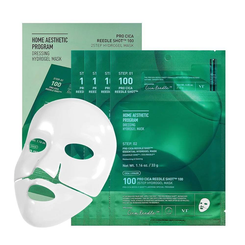 [สินค้าเกาหลีของแท้100%_ส่งจากไทย] VT cosmetics   Pro Cica Reedle Shot 100 2-Step Hydrogel Mask 4ea/