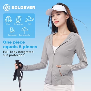 SOLOEVERเสื้อกันแดด UPF50+ผ้าไอซ์ ผ้ามีความนุ่ม สวมใส่สบาย สำหรับกิจกรรมกลางแจ้ง รุ่นใหม่ แบบบางเบา