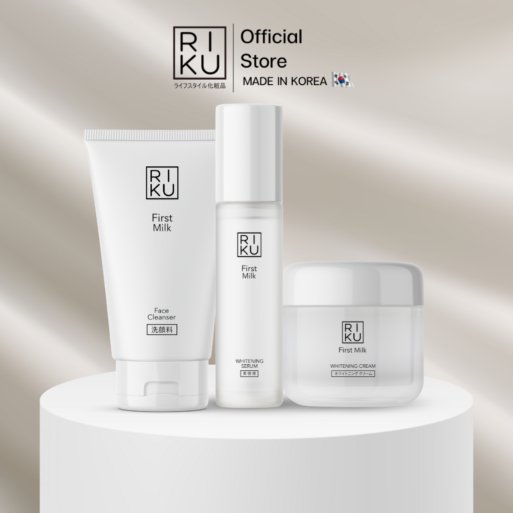 (เซ็ตลดริ้วรอยฝ้า กระ )ส่งฟรี RIKU- ริคุ เซตนมเกาหลี ลดฝ้า กระ โฟมนมเกาหลี+เซรั่มนมเกาหลี+ครีมเกาหลี ป้องกันฝ้า หน้าใส