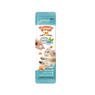 Me-O Yummie Bites มีโอ ขนมแมวนุ่มหนึบ สอดไส้ครีม ขนาด 10g x 3 จำนวน 1ถุง