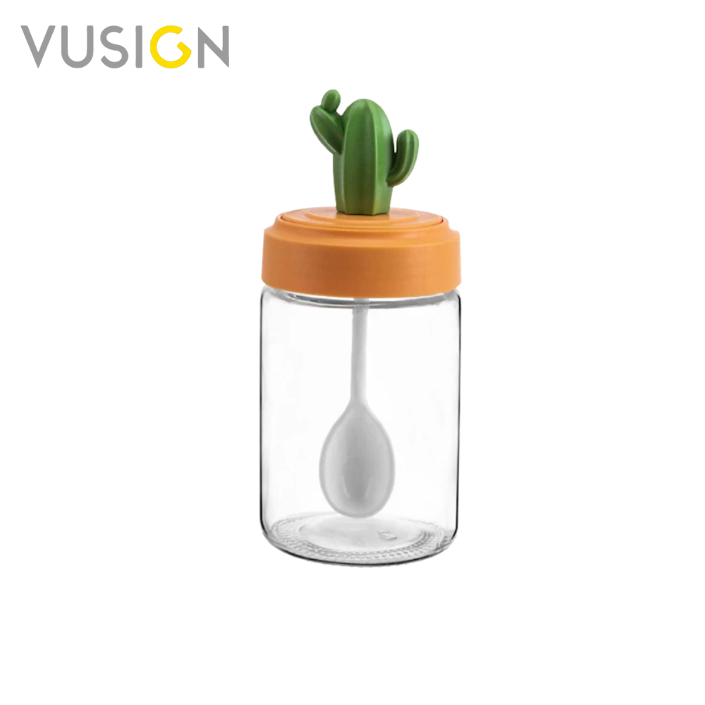 Vusign ขวดใส่เครื่องปรุง ที่ใส่เครื่องเทศ ขวดน้ำตาล มีช้อนในตัว ทำความสะอาดง่าย Seasoning Bottle