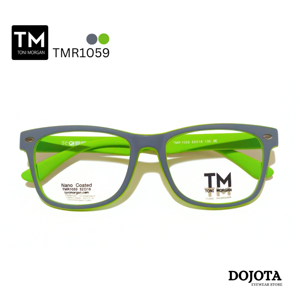 ** New Color สีมาใหม่ ** กรอบแว่นตา Toni Morgan รุ่น TMR 1059 สีทูโทน เทา/เขียว น้ำหนักเบา บิดงอได้ ยืดหยุ่นดี