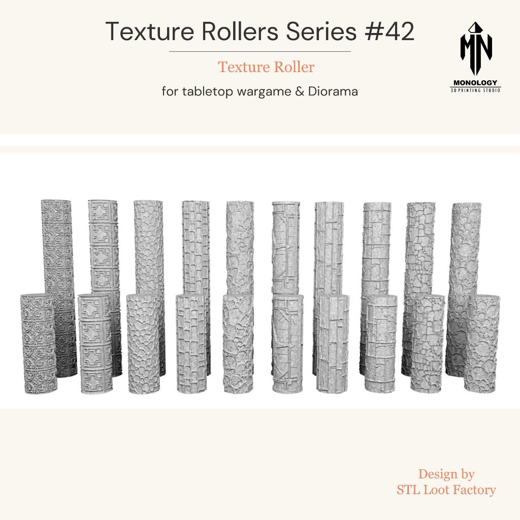 Texture Roller Set 42 แม่พิมพ์ลายพื้น/ผนังสำหรับทำฉาก Wargame/Diorama [Made to order]