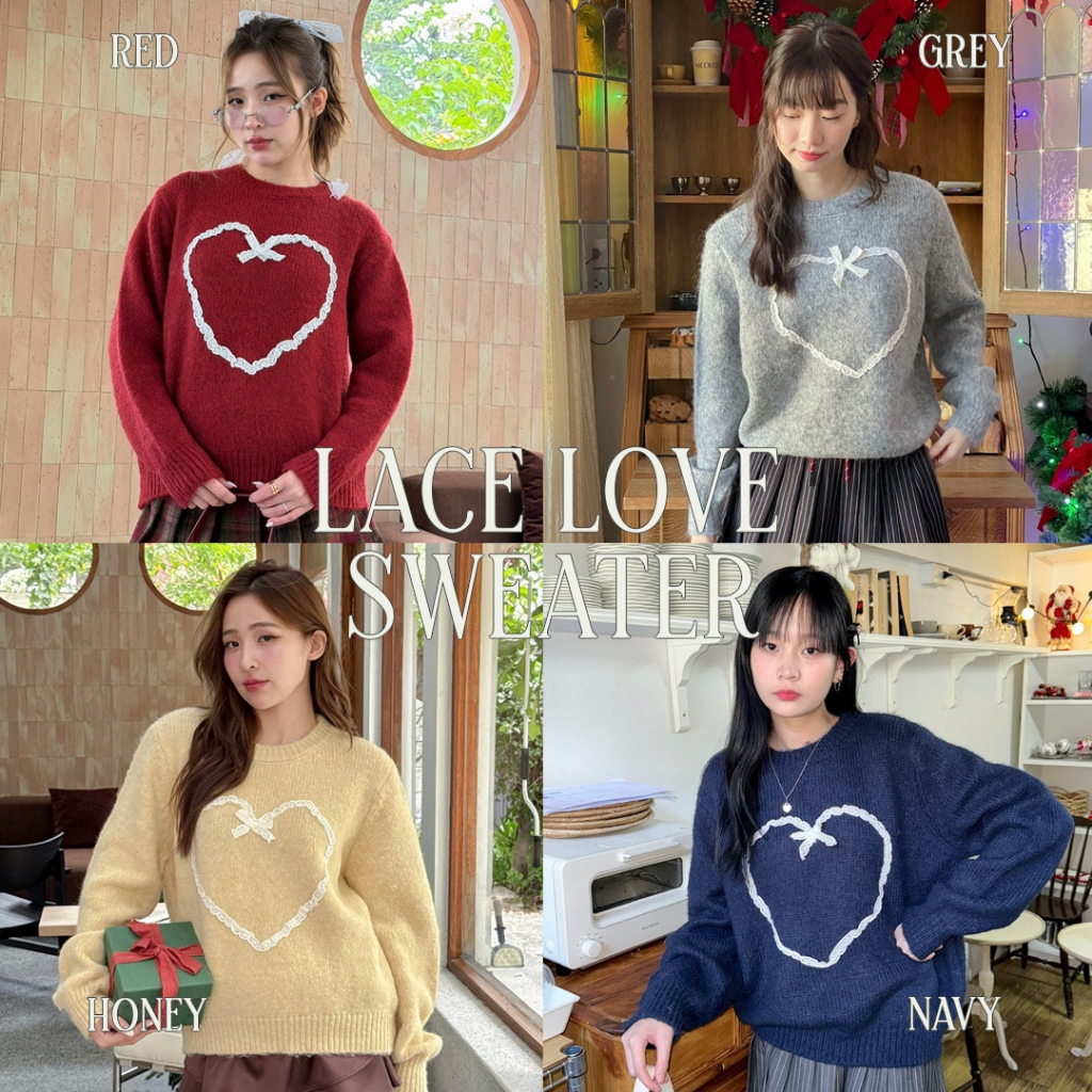 Choosedress A8289 Lace Love Sweater เสื้อไหมพรมแขนยาว