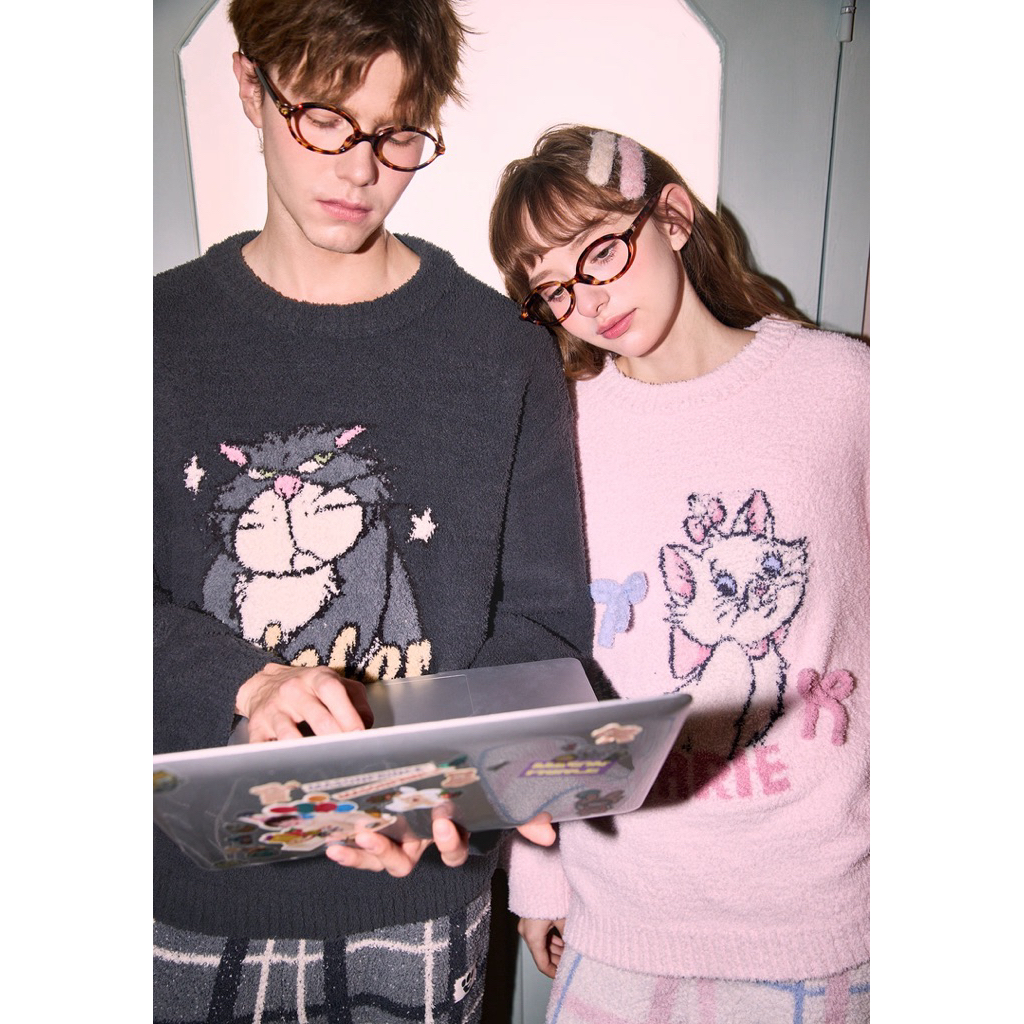 (Pre-order) Gukoo × Marie Cat & Lucifer Cat Couple Winter Pajama Set ชุดนอนกันหนาว คู่รัก ลายดิสนีย์