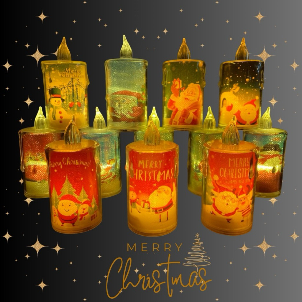 คริสต์มาส​ เทียนปลอม​ ไฟประดับตกแต่ง​ Christmas theme