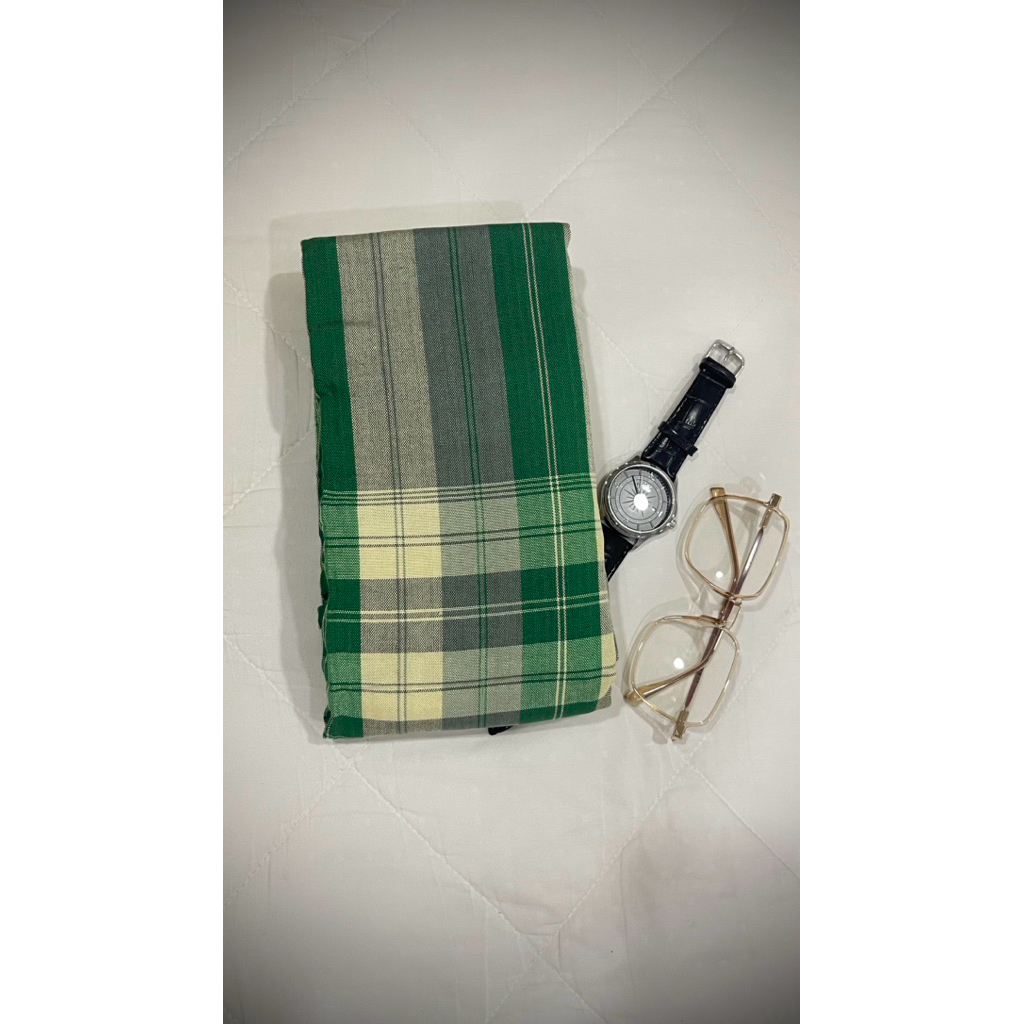 ผ้าขาวม้าผ้าฝ้าย100% ผ้าหมักโคลน ขนาด 100x200 ซม. (สีเขียว)