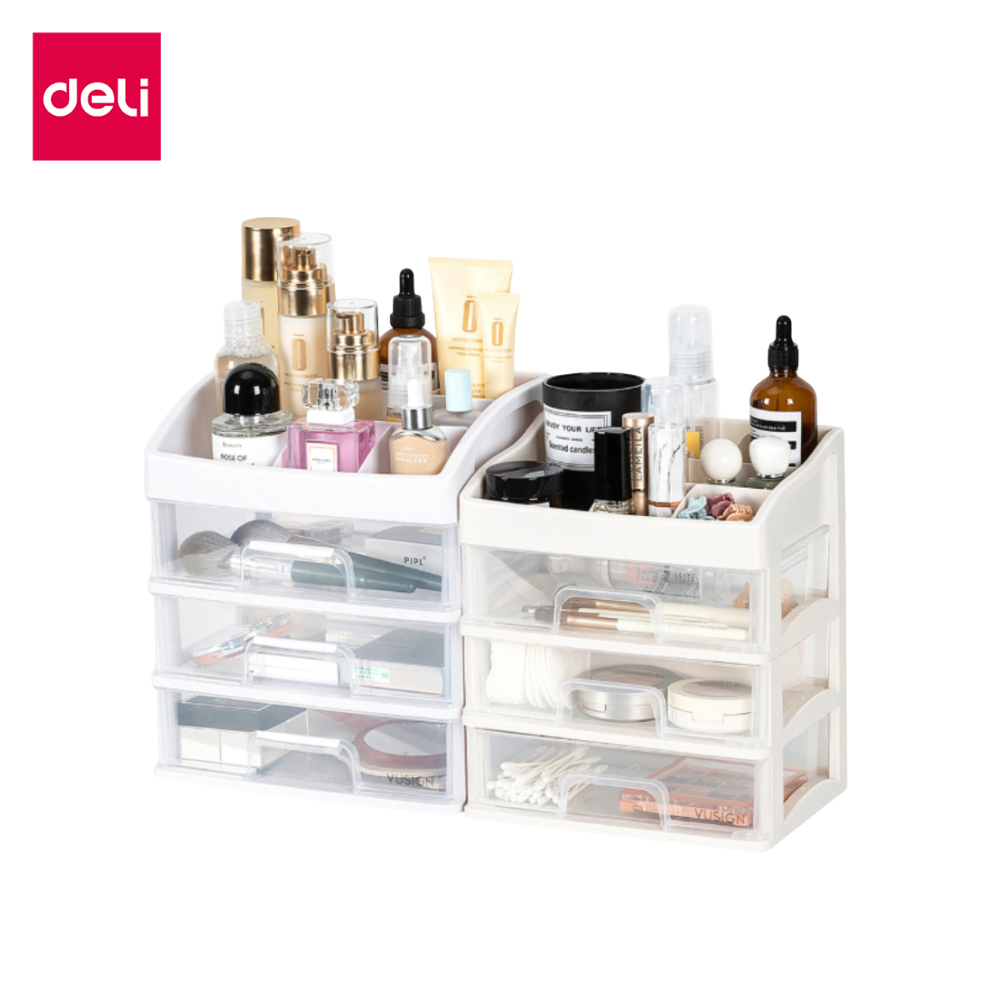 Deli ชั้นวางเครื่องสำอาง ลิ้นชักใส่ของเอนกประสงค์ 1 2 3 ชั้น ชั้นวางของ โปร่งใส Cosmetic drawer rack