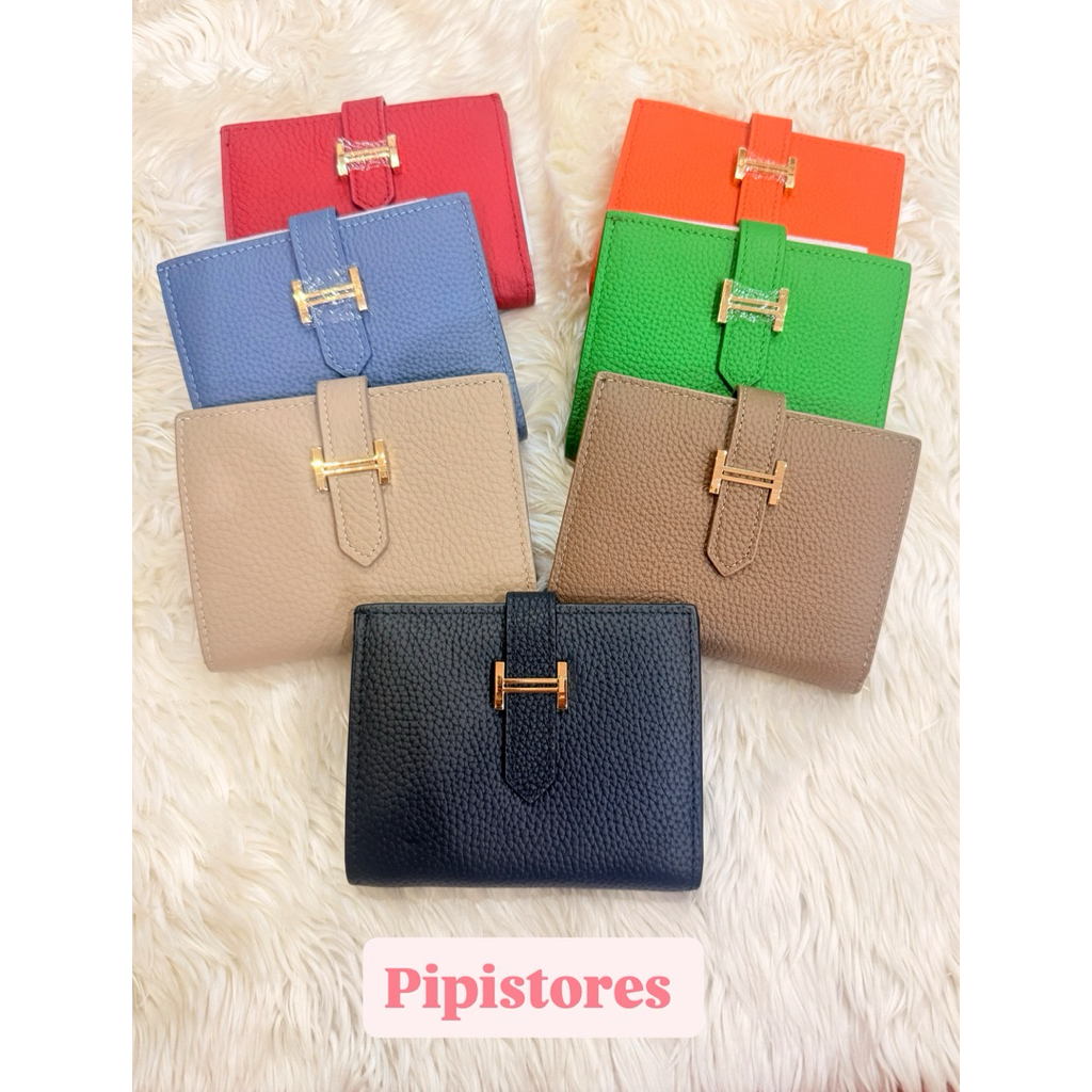 พร้อมส่ง กระเป๋าสตางค์ใบสั้น หนังวัวแท้ทั้งใบ อะไหล่ทอง