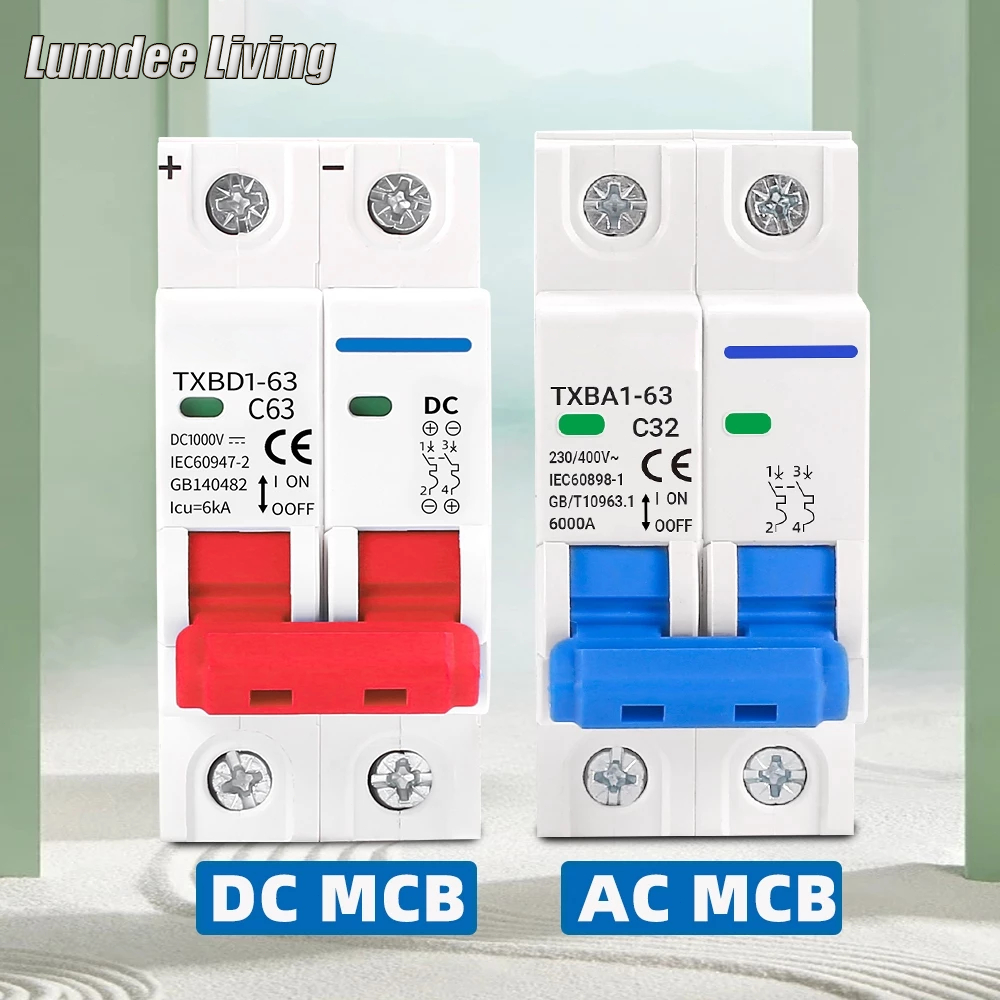 🔥COD🔥 เบรกเกอร์ DC MCB 2P 63A 1000V AC400V สวิตช์แบตเตอรี่ สำหรับ PV พลังงานแสงอาทิตย์ Photovoltaic