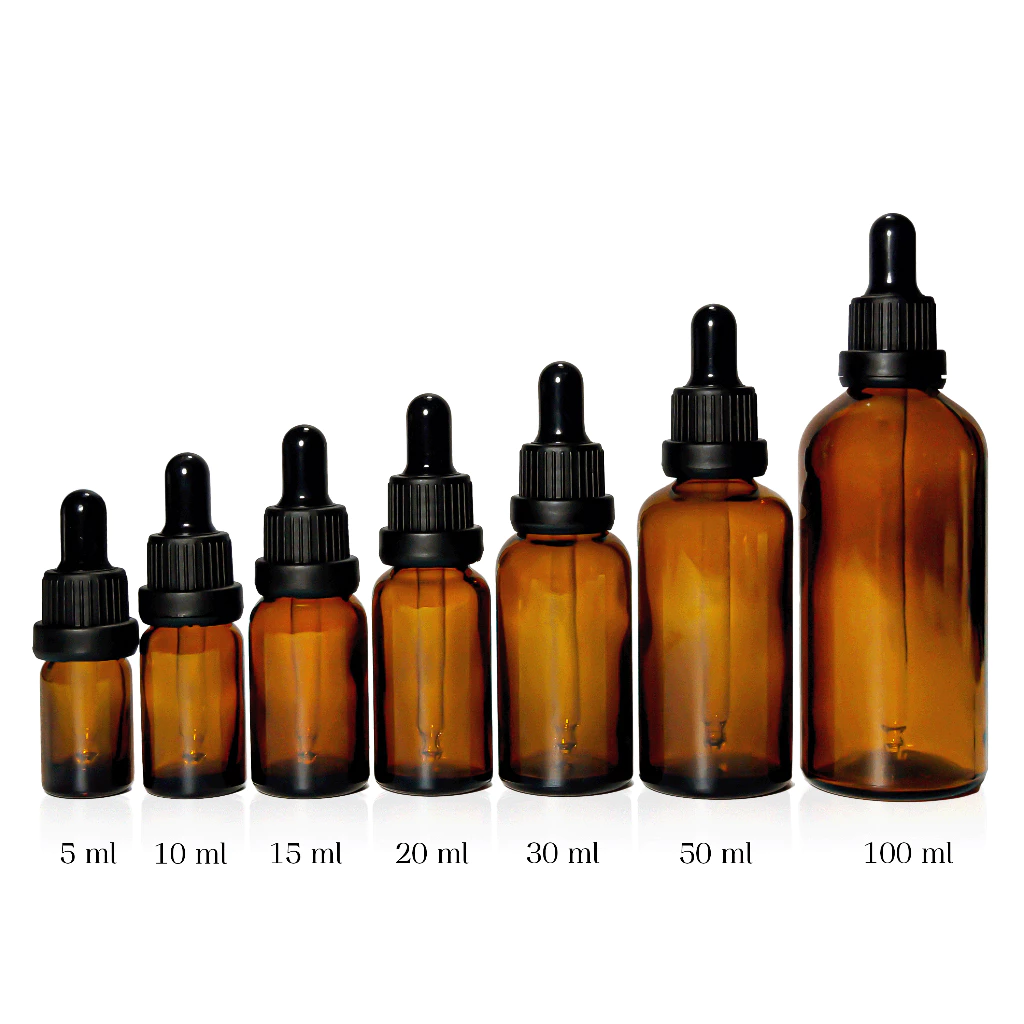 ขวดดรอปเปอร์ สีชา ขวดบีบหยด empty amber bottle glass ขวดเซรั่ม น้ำมันหอมระเหย เอสเซ้น