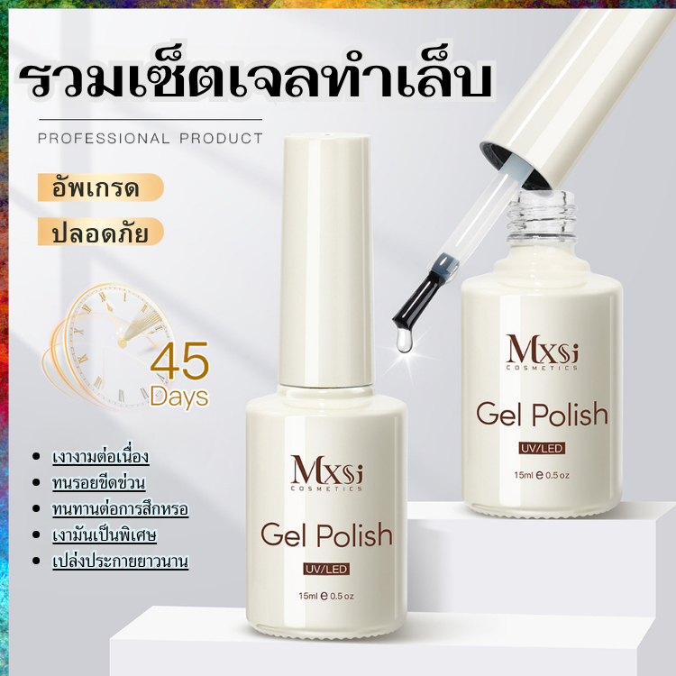 Top Coat Matte ท็อปโค้ท เคลือบใส ไม่เงา ติดทน ไม่หลุดง่าย MXSI ขวดสีขาวมุก ของแท้100%