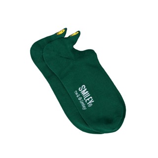 EMBROIDERED SMILEY® FACE NO SHOW TAB SOCKS (GREEN)