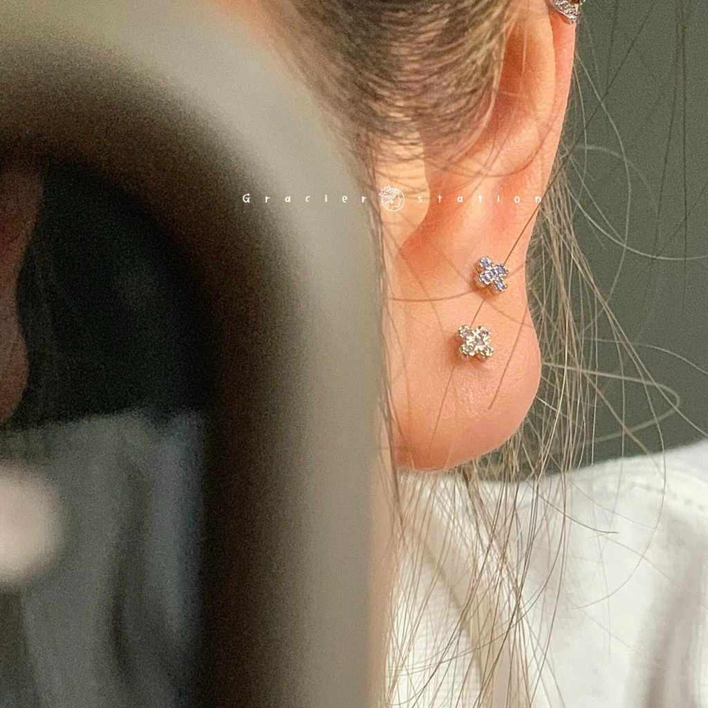 (1คู่) จิวกลม mini cross; จิวกลมกากบาทเพชรจิ๋ว - รูปที่ 2