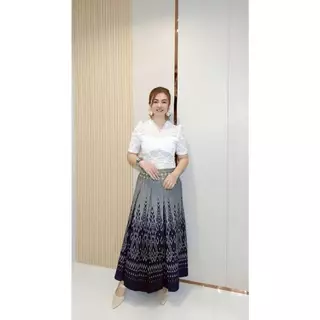 กระโปรงจีบ กระโปรง ผ้าถุง ฟรีไซด์ ผ้าฝ้ายหมักโคลน เย็บสำเร็จ นุ่ม ลายสวย คมชัด เอวยางยืด เอว27-38สะโพก40ยาว 36 นิ้ว ไทย
