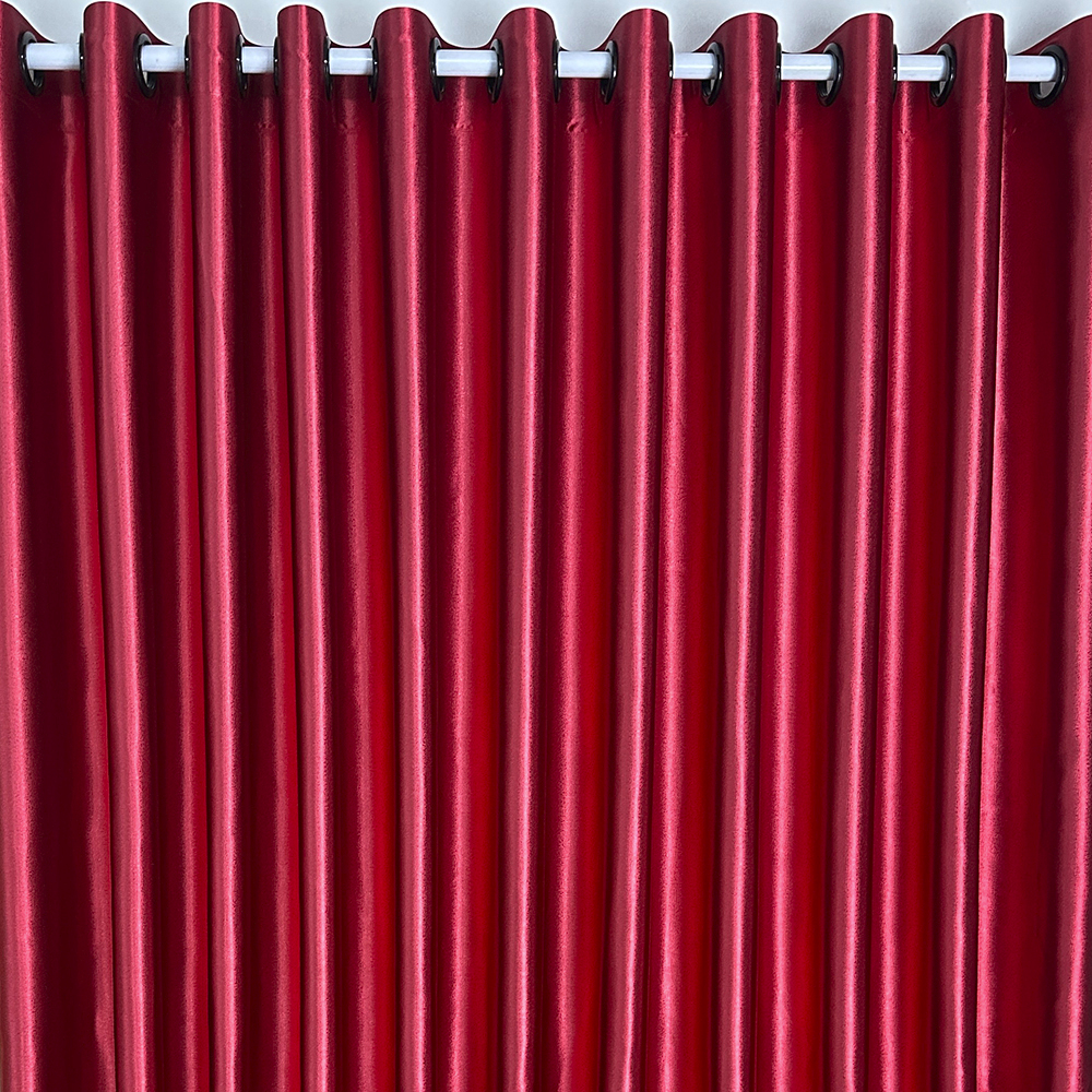 P-Plus Curtain ม่านสีแดง GH3503 ม่านตาไก่ กันแสง 90% แดงผ้าเงา สั่งตัดตามขนาดที่ต้องการได้