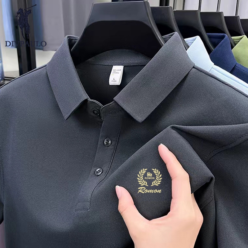DIVPAULO 2855-MS เสื้อโปโลผู้ชาย สไตล์สปอร์ต แขนสั้น ผ้าฝ้ายแท้ ใส่สบาย เสื้อโปโลUnisex ผู้ชาย ผู้หญิงสีพื้นสไตล์มินิมอล