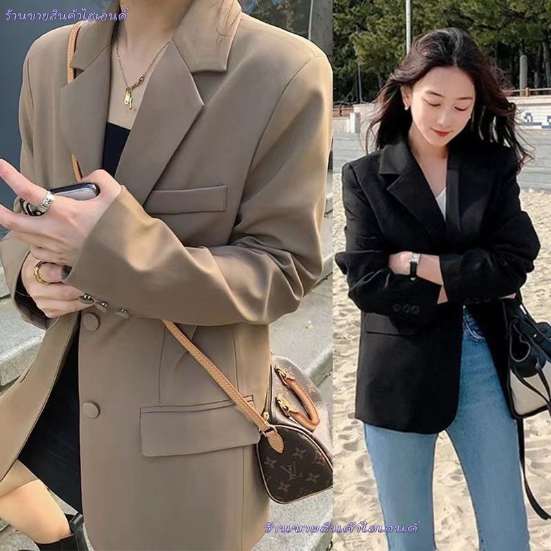 เสื้อเบลเซอร์ผู้หญิงสไตล์เกาหลีใหม่ ทรงหลวม สวมใส่ได้หลากหลาย เหมาะสำหรับทั้งโอกาสทำงานและโอกาสลำลอง