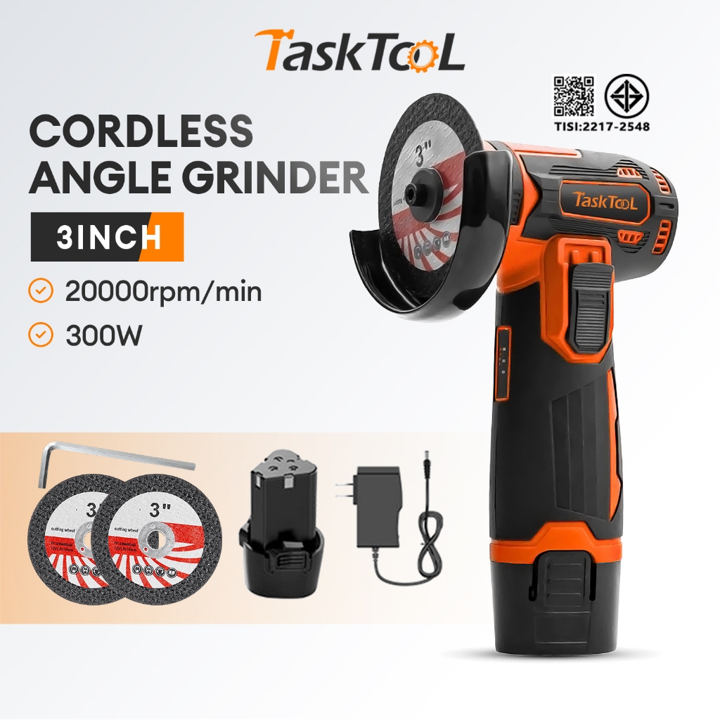 TASKTOOL TISI 3 นิ้ว ลูกหมูไร้สาย 12V Cordless ไร้สาย ลูกหมู 300W เครื่องขัด อเนกประสงค์ หินเจียรไร้สาย ไฟฟ้าลิเธียมแบบช