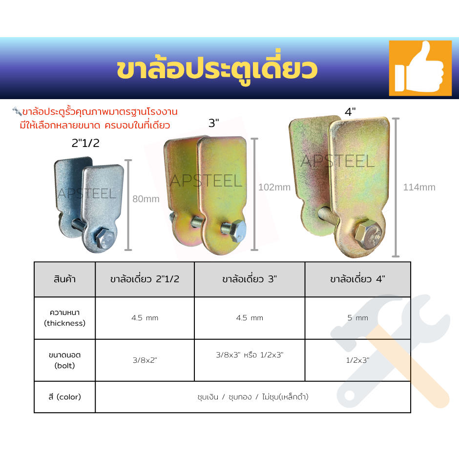 ชุดขาล้อเดี่ยว 2"1/2,3",4" พร้อมน๊อต เชื่อมง่าย รับน้ำหนักดี ขาล้อประตูรั้วเหล็ก ประตูบานเลื่อน (single wheel plate)