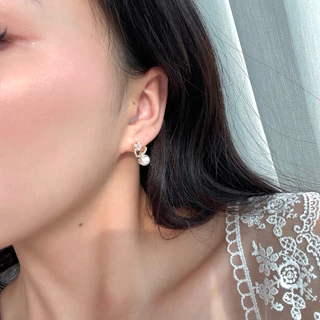 Socrush.bkk | SWIRLY STAR earrings | SE-049 | ต่างหู มุก ดาว เพชร