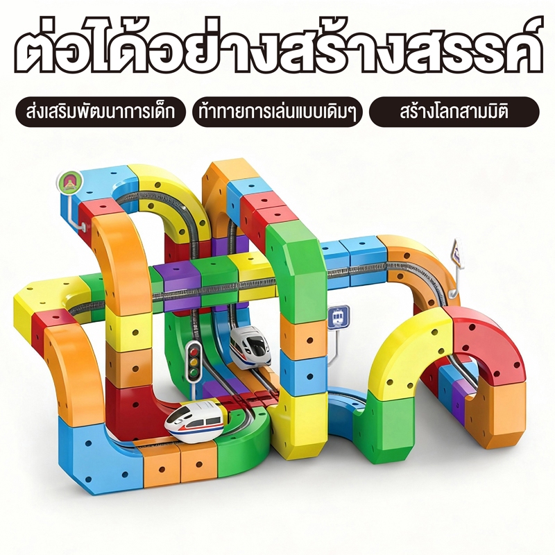 กรุงเทพฯจัดส่ง  3Dชุดรางรถไฟขนาดใหญ่ รถรางUSBดีไซน์ติดตั้งง่าย ความทนทานนานของขวัญสำหรับเด็ก - รูปที่ 4