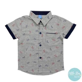 ⭐️Littlestar 👦🏻 เสื้อเชิ้ตเด็ก พิมพ์ลายไดโนเสาร์กราฟฟิค คอเช…