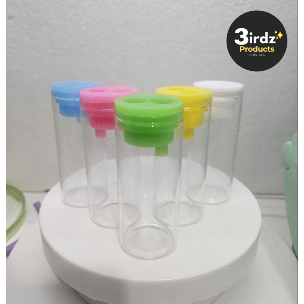 ขวดแก้วเก็บของพร้อมฝาปิดแบบซิลิโคนอย่างดี เลือกสีได้ พร้อมส่ง