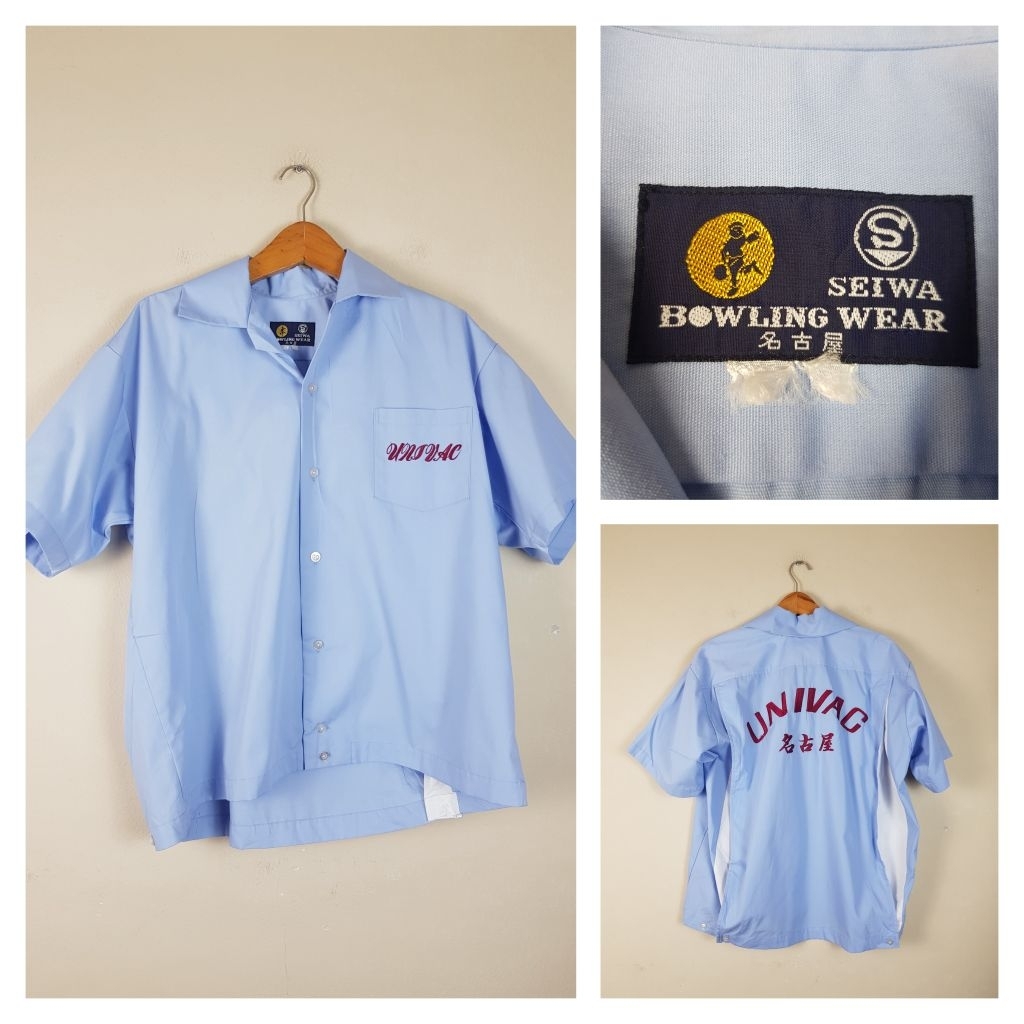 🎳 SEIWA BOWLING WEAR "UNIVAC"VTG Embroidered Japanese Bowling Shirt