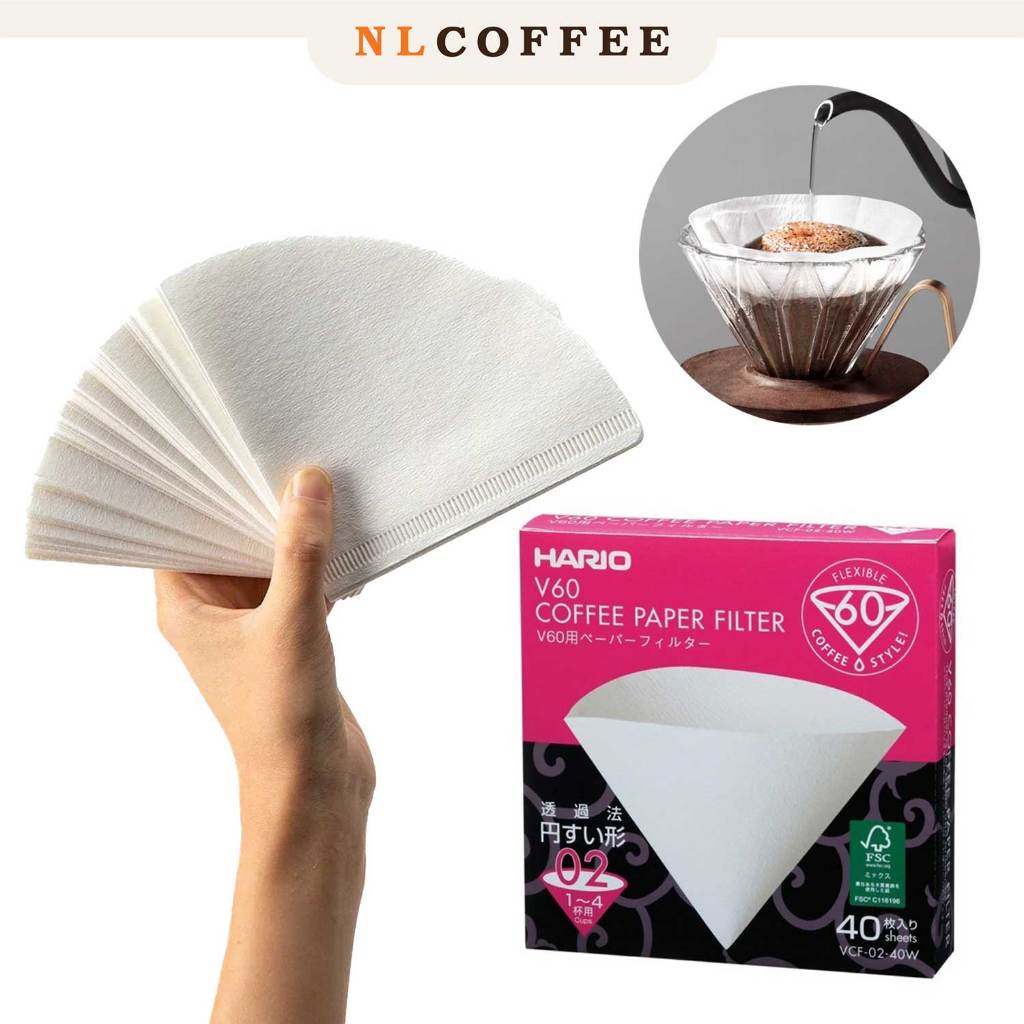 NLCOFFEE Hario V60 Filter V02 กระดาษกรองกาแฟดริป กระดาษฟีลเตอร์ (40 pcs./box)