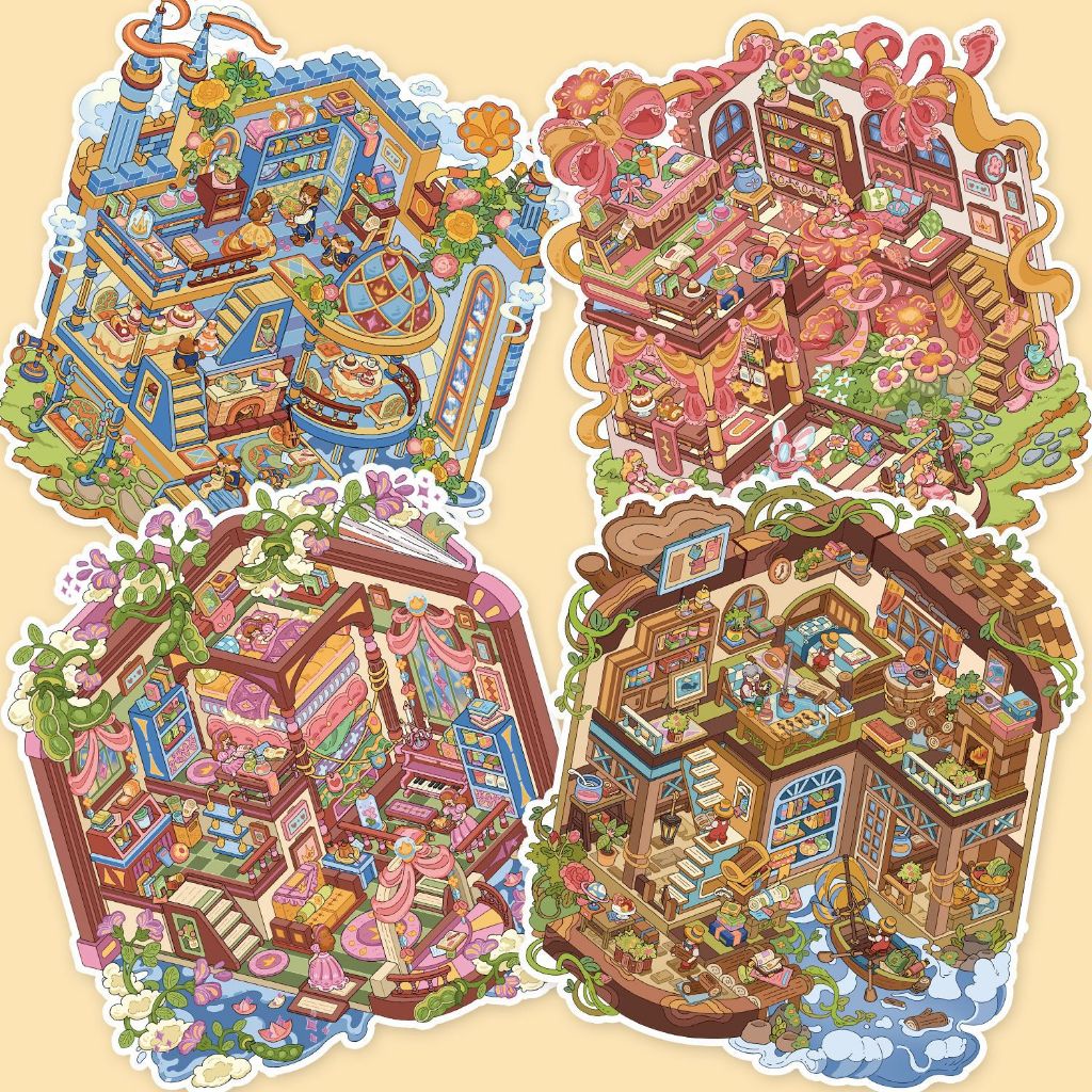 ส่งด่วนกทม. 😊 Scene Sticker สติกเกอร์ 3D ฉาก DIY แผ่นใหญ่ ฝึกสมาธิ โซเชียลดีท็อกซ์