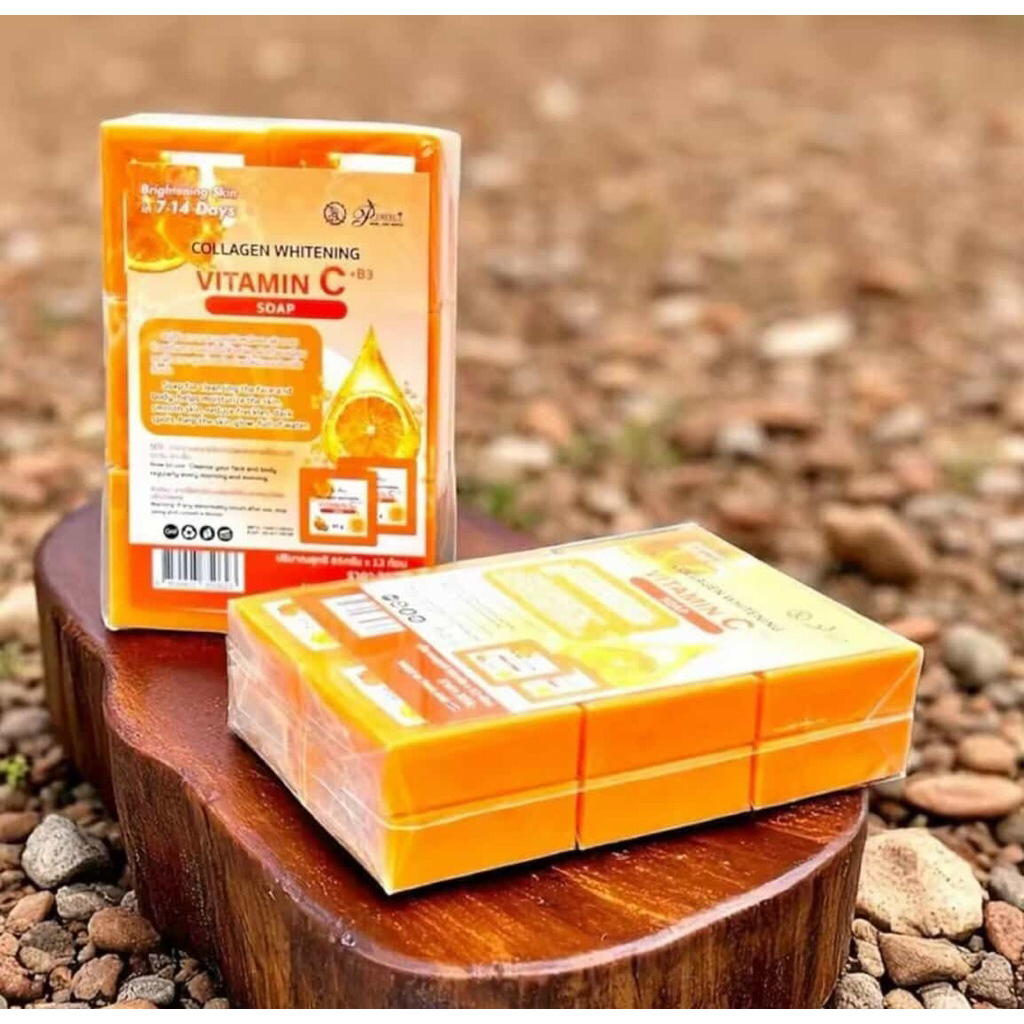 สบู่ วิตามิน ซี COLLAGEN WHITENING VITAMIN C+B3 SOAP แพ๊ค