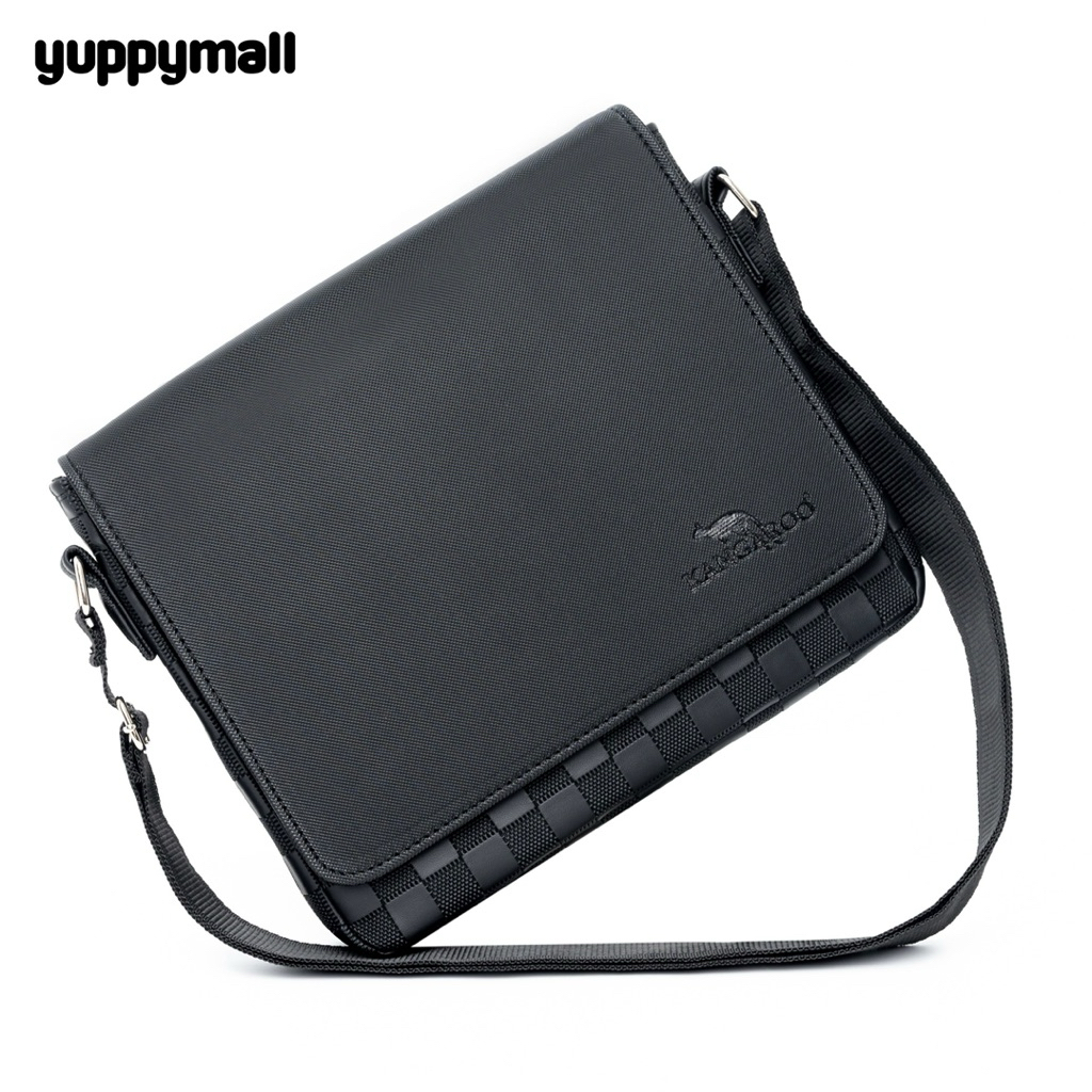 กระเป๋าสะพายข้าง ลายตาราง ทรงนอน ใส่ iPad ได้ หนัง PU พรีเมียม ดีไซน์ทันสมัย  Made in Thailand