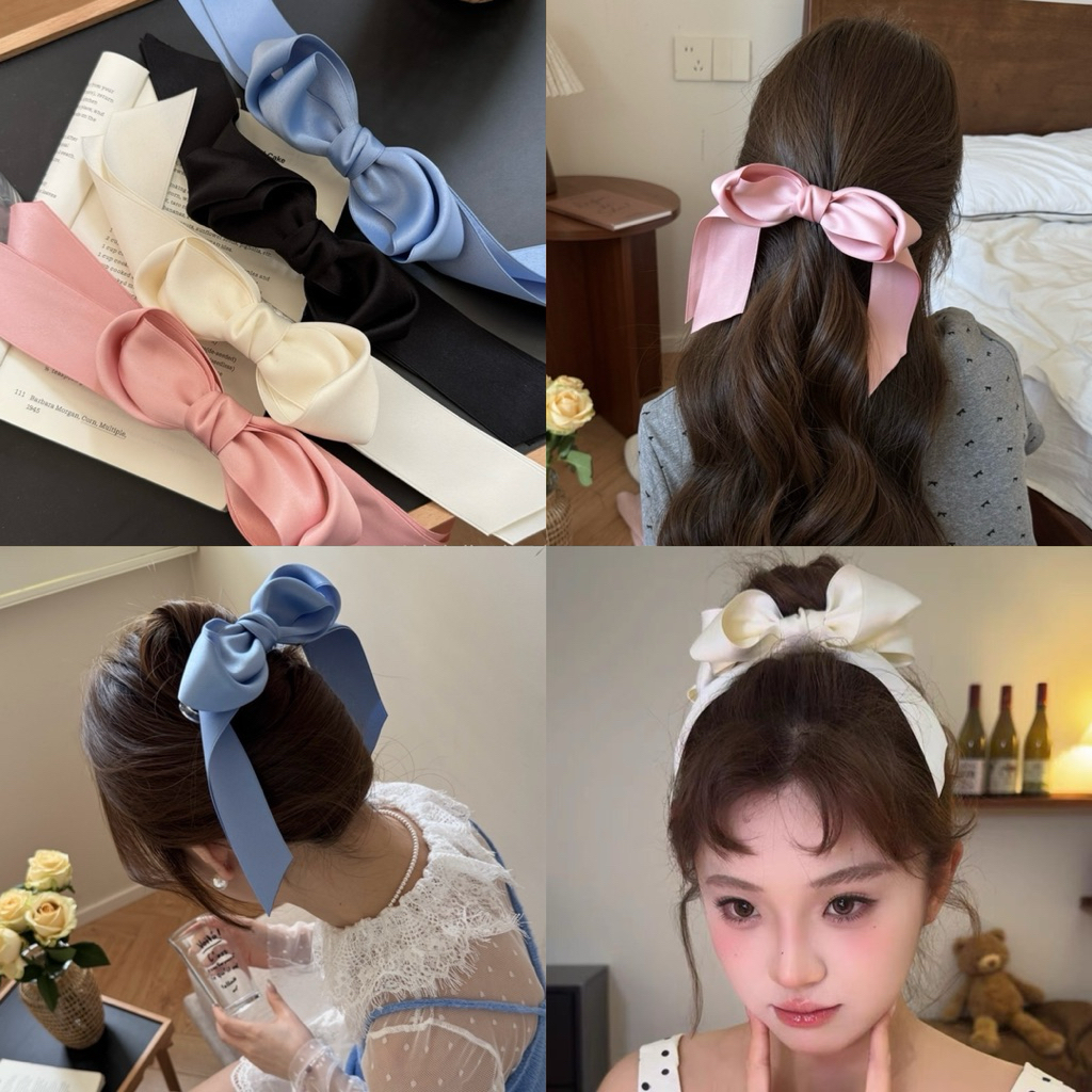 ✨พร้อมส่งจากไทย✨ กิ๊บโบว์ติดผมทรงสวยโบว์ทรงตั้ง  โบว์ปากเป็ดสีพื้นดูดี