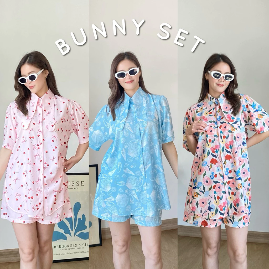 PYCK CLOTHING 🐰 BUNNY SET ชุดเซ็ทเสื้อคอปกหูกระต่าย ลายน่ารัก ทรงสวย